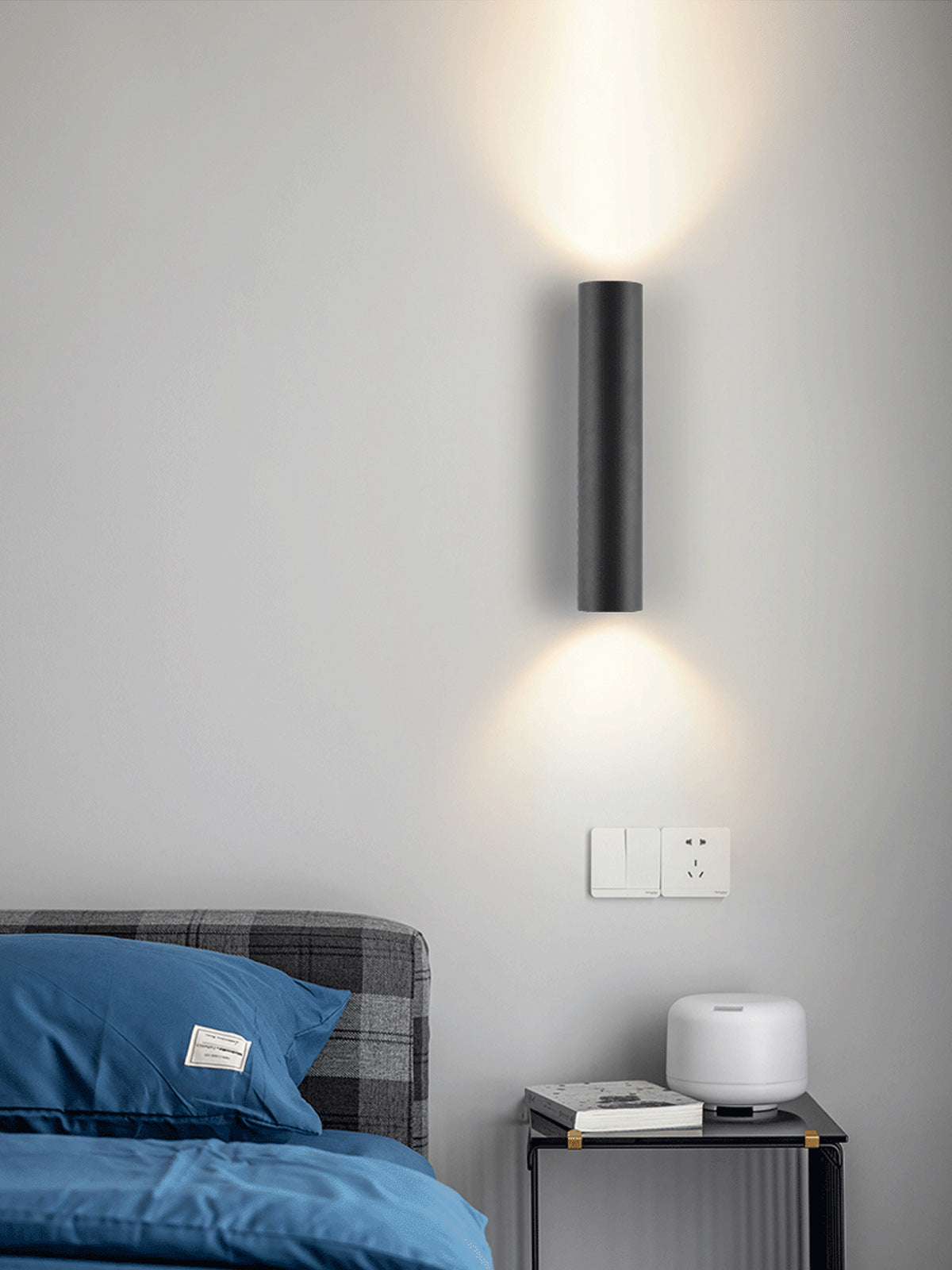 Minimalist Double Headed Cylindrical Wall Lamp Modern Indoor Lamps Background Wall Hallway Bedroom Light Up and Down Luminous