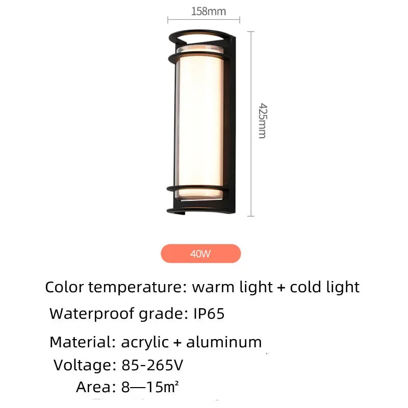 Outdoor LED Wall Lamp Waterproof Villa Lighting Courtyard  Simple Entrance Gate Pillar Outdoor Corridor Terrace Outside