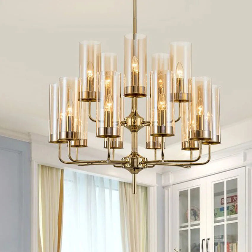 Nordic LED Glass Chandelier Blue/Amber Modern Hanging Lamp Suspension Living Dining Bedroom Pendant Lighting Fixtures