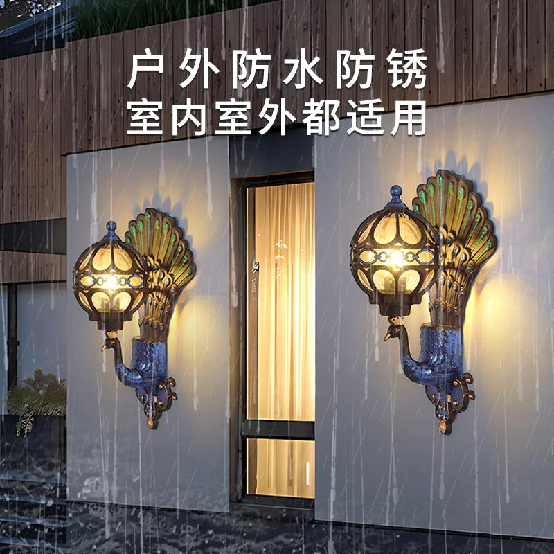 Outdoor courtyard pillar wall lamp waterproof terrace retro courtyard villa exterior wall balcony outdoor courtyard lamp