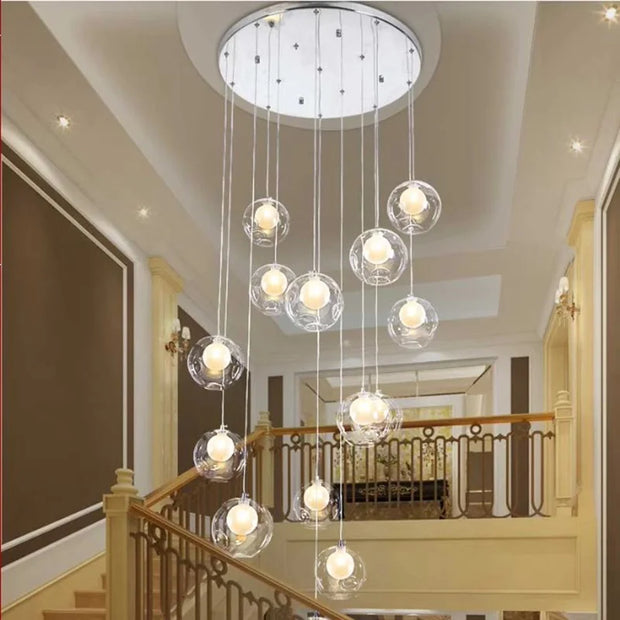 Nordic luxury White Magic bean Design glass LED Chandelier Lighting lustre Hardware Ceiling Duplex staircase Attic luminaire