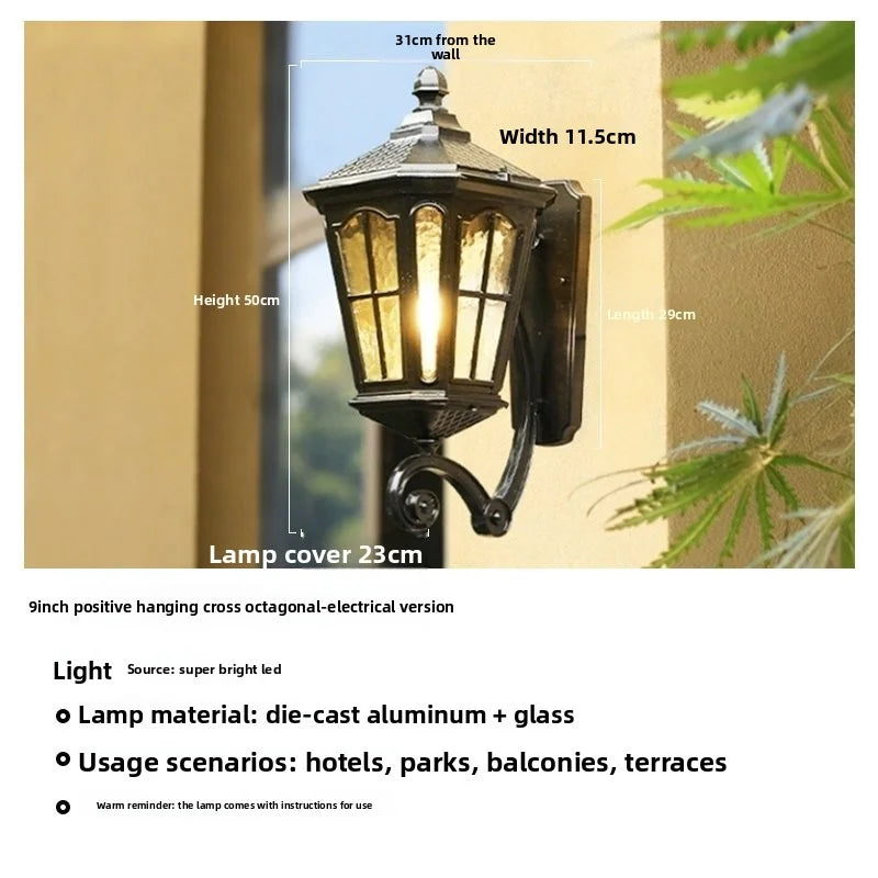 Outdoor Waterproof Wall Lamp For Garden Villa Gate Outdoor European-Style Courtyard Balcony Exterior Wall Lamp Retro Wall Lamp