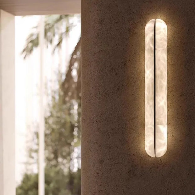 Italian Wall Lamp Natural Marble Bedside LED Light for Bedroom Villa Entryway Hallway Living Room Indoor Decorative Lighting