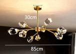 All-copper Molecular Long Crystal Chandelier Light Luxury Creative Post-modern Atmosphere Living Room LED Pendant Lights