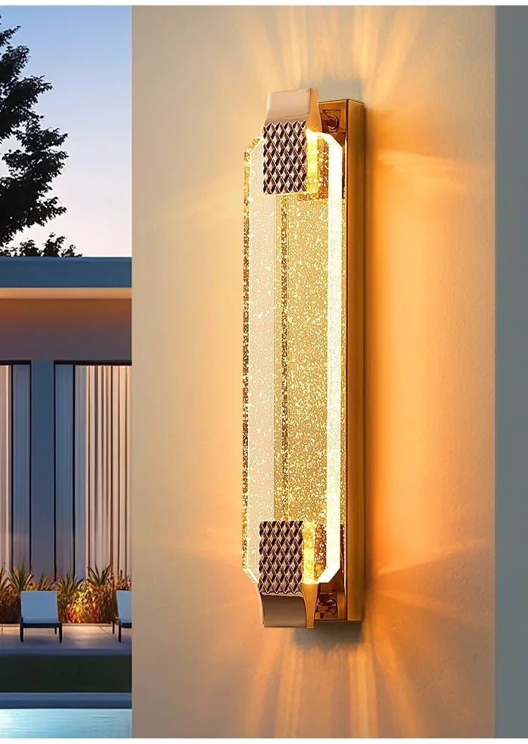 Modern Light Outdoor LED Wall Light Transparent Crystal with Bubble Style for Villa Porch Patio and Garden Lighting Lamps