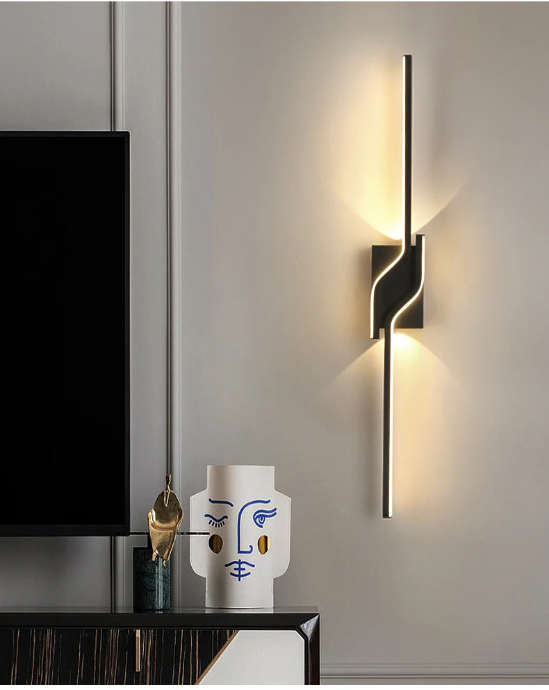 Modern LED Wall Light Minimalist Vertical Light Fixture Sleek Black Sconce For Living Room Bedroom Hallway Indoor Lighting Decor