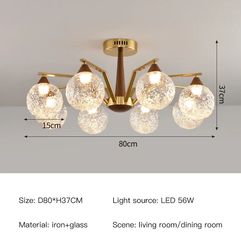 Wabi Sabi Glass Chandeliers For Dining Tables Living Room Kitchen Office Coffee Hanging Lamp Nordic Home Decor Ceiling Lights