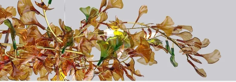 Living room chandelier ginkgo leaf branch lamp duplex floor villa stairs dining room lamp