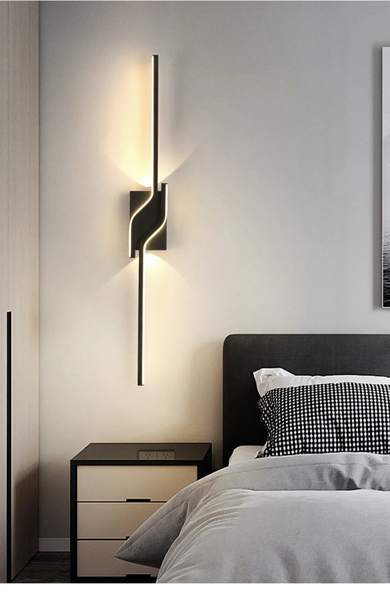 Modern LED Wall Light Minimalist Vertical Light Fixture Sleek Black Sconce For Living Room Bedroom Hallway Indoor Lighting Decor