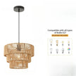 Handmade Natural Hemp Rope Chandelier Lamp Household Wood Woven Light for Homestay Cafe Bar Hotel Teahouse Indoor Decor Light