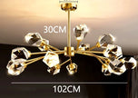 All-copper Molecular Long Crystal Chandelier Light Luxury Creative Post-modern Atmosphere Living Room LED Pendant Lights
