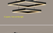 2026 LED Square Pendant Light For Dining Room Bedroom Living Room Home Loft Decor Modern Black Aluminum Hanging Lamp