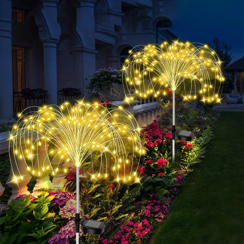 420LED Solar Firework Ground Socket Lights Waterproof Garden Decor Dandelion Fairy Lights for Outdoor Yard Pathway Lawn Patio