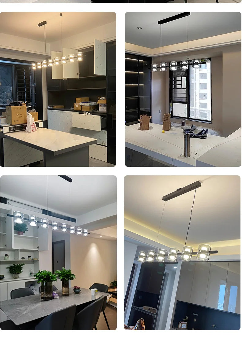 Modern Hanging Led Pendant Lights For Dining Room Kitchen Island long Bar Chandeliers decoration home decor Black light fixtures