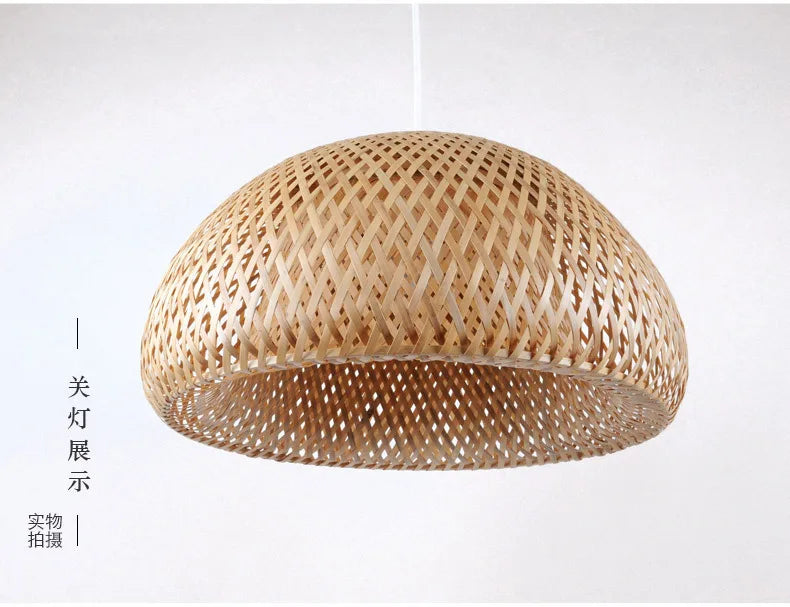 2025 Bamboo Pendant Lamps Hand Knitted Chinese Style Weaving Hanging Lamps 26cm Restaurant Home Decor Lighting Fixtures HOT