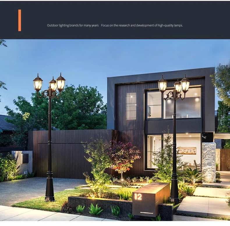 Waterproof high LED retro outdoor landscape courtyard 3m European style outdoor lawn lamp villa household garden street lighting
