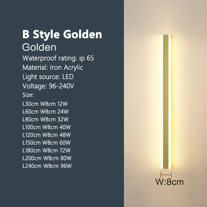 Outdoor waterproof wall lamp LED strip background wall lamp stair garden lamp living room bedroom bedside ip65 wall lights