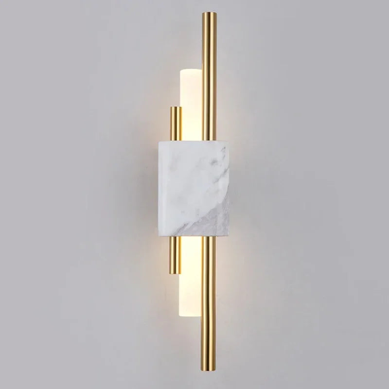 Luxury Green White Marble Wall Lamp Living Room Lobby Bedroom Golden Decor Bedside Sconce Hotel Aisle Staircase Led Light 6W