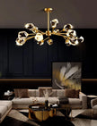 All-copper Molecular Long Crystal Chandelier Light Luxury Creative Post-modern Atmosphere Living Room LED Pendant Lights
