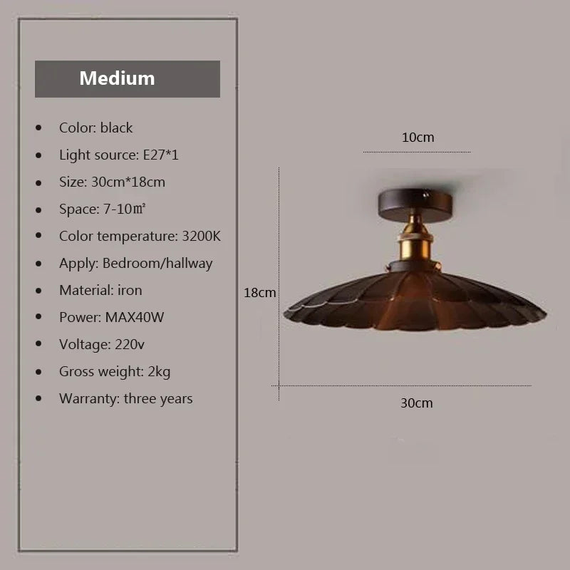 DAMIASMIL Retro Ceiling Lamp for Living Room Dining Room Bedroom Corridor Entrance Ceiling Lights E27 Indoor Lighting Fixtures