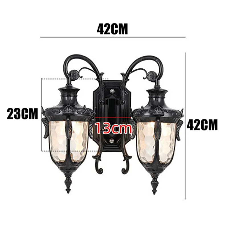 SANDIY Outdoor Wall Light Fixtures Retro Porch Lamp Exterior Nighting Sconce for House Front Door Garage Patio Bronze+Glass E27