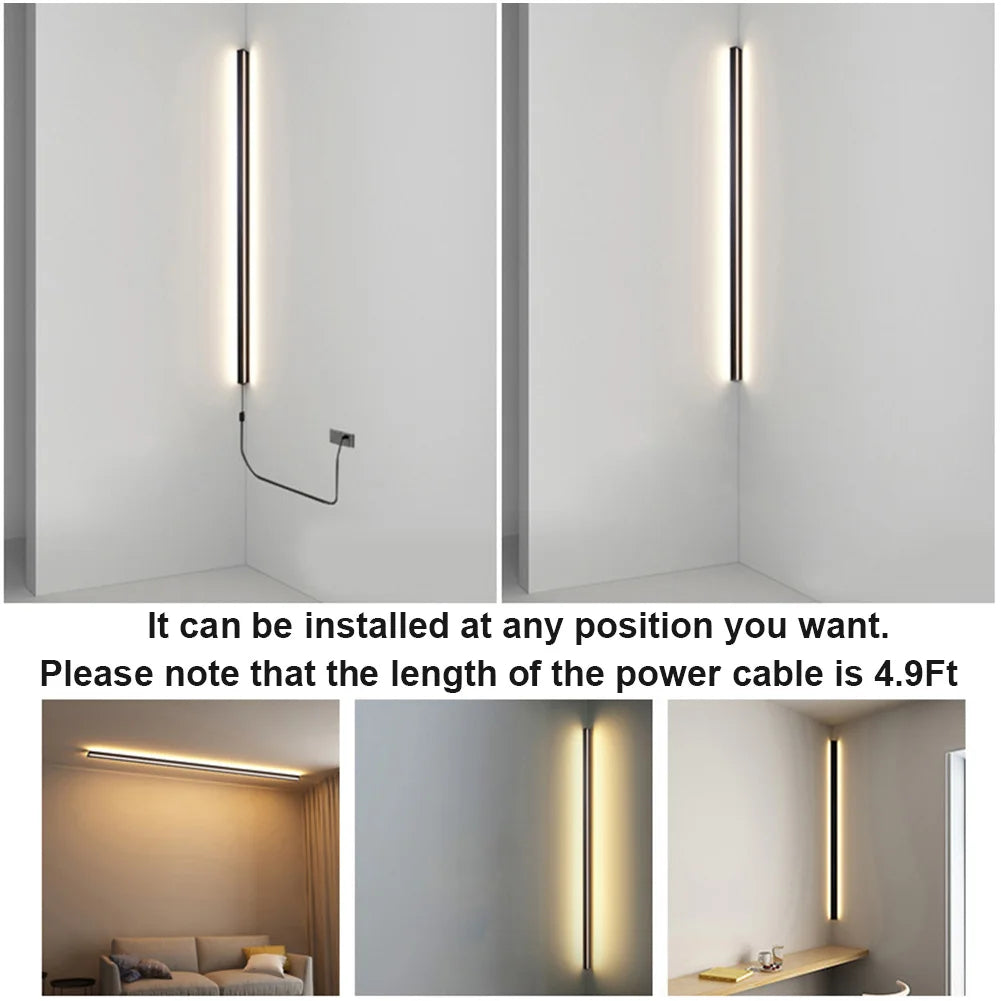 Modern Plug in Long Wall Sconce Indoor Wall Lamp Wall Mounted Light for Bedroom Living Room Hallway