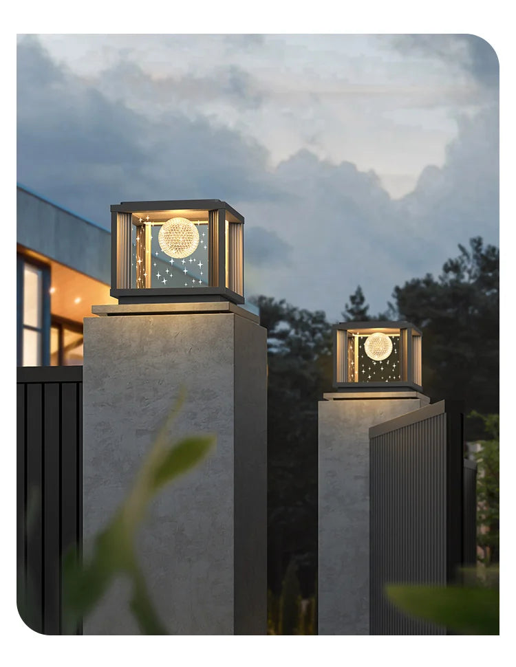 Solar Column Head Lamps Waterproof Courtyard Lamps Gate Pillar Lamps Wall Column Lamps Outdoor Villa Column Head Lamps