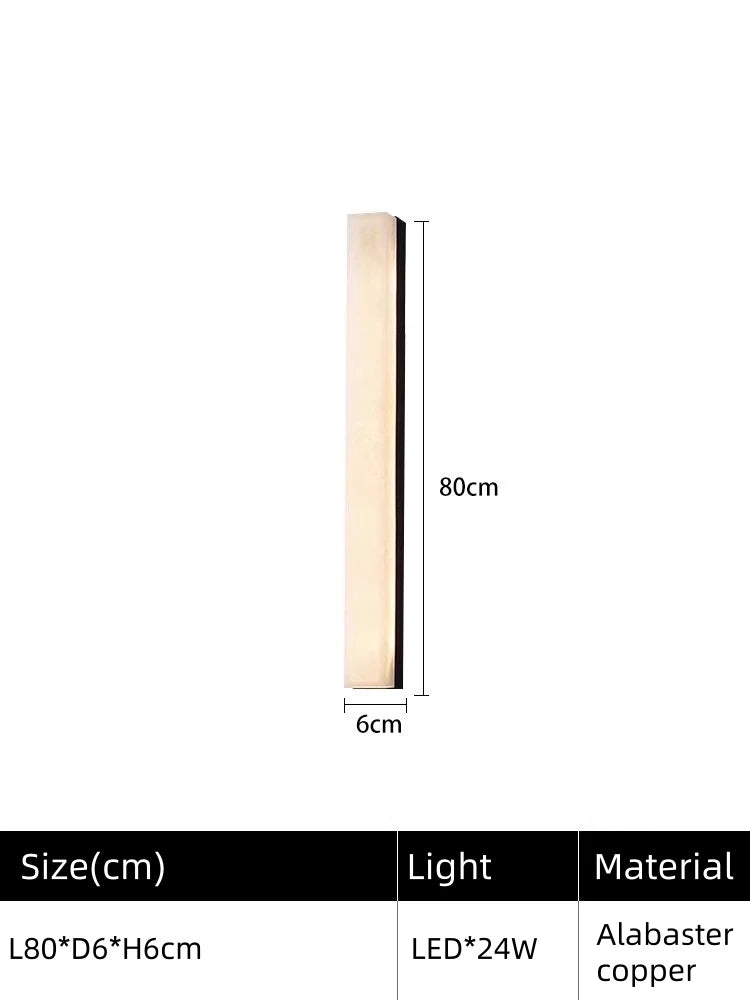 Nordic Hotel Bedroom Corridor Alabaster White Lampshade Strip Natural Marble Stone Wall Sconces Lights Indoor Copper Wall Lamps