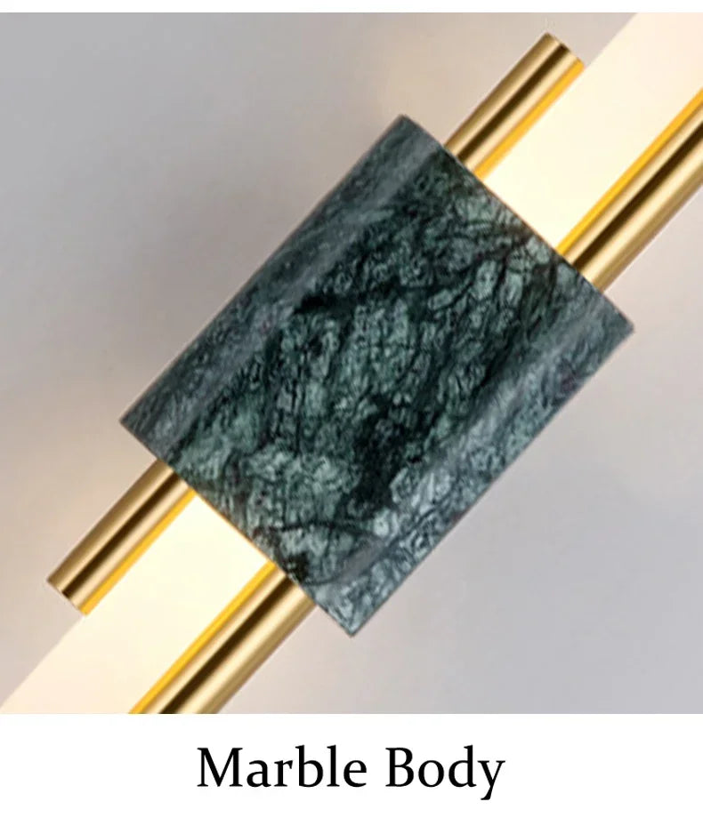 Luxury Green White Marble Wall Lamp Living Room Lobby Bedroom Golden Decor Bedside Sconce Hotel Aisle Staircase Led Light 6W