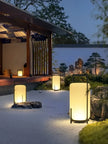 Japanese Style Garden Outdoor Waterproof LED Floor Lamp Simple Restaurant Hotel Acrylic Rechargeable Solar Power Standing Lamp