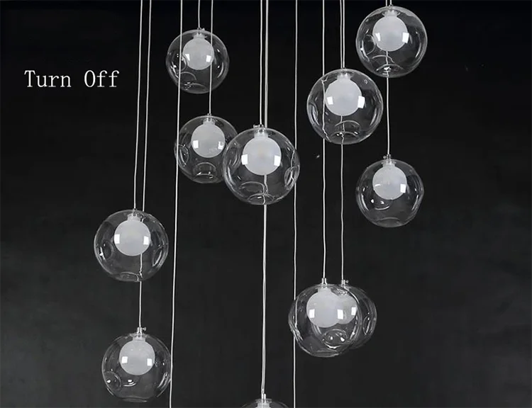 Nordic luxury White Magic bean Design glass LED Chandelier Lighting lustre Hardware Ceiling Duplex staircase Attic luminaire