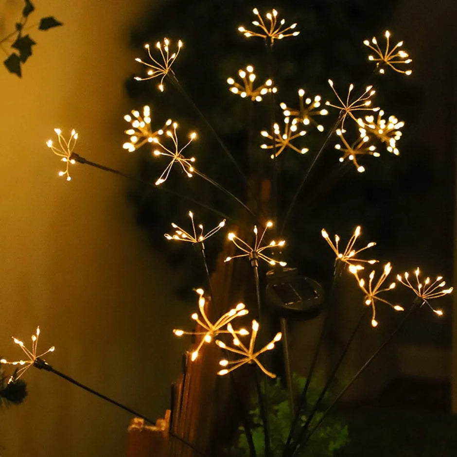 6/810 Heads Solar Light Waterproof Sparkling Stars LED Floral Firework 2 Modes Switching Ground Mounted Landscape Lighting