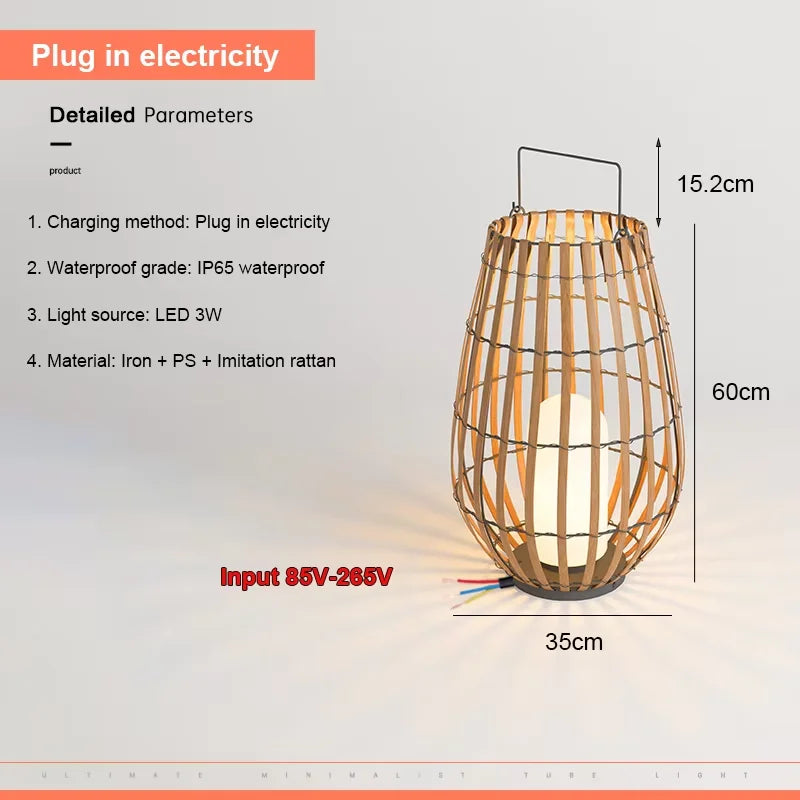 Solar Lights LED Floor Lamp Outdoor Waterproof Solar Energy Imitation Rattan Ambient Lamp Villa Gate Garden Courtyard lighting