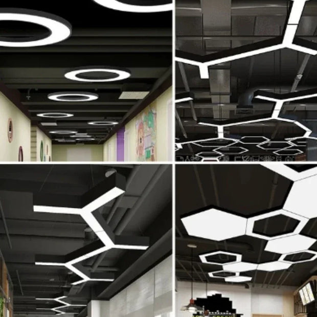 Creative Hexagonal Led Lamps Office Chandelier Round Simple Y-shaped splicing Special-Shaped Chandelier Gym Office Light