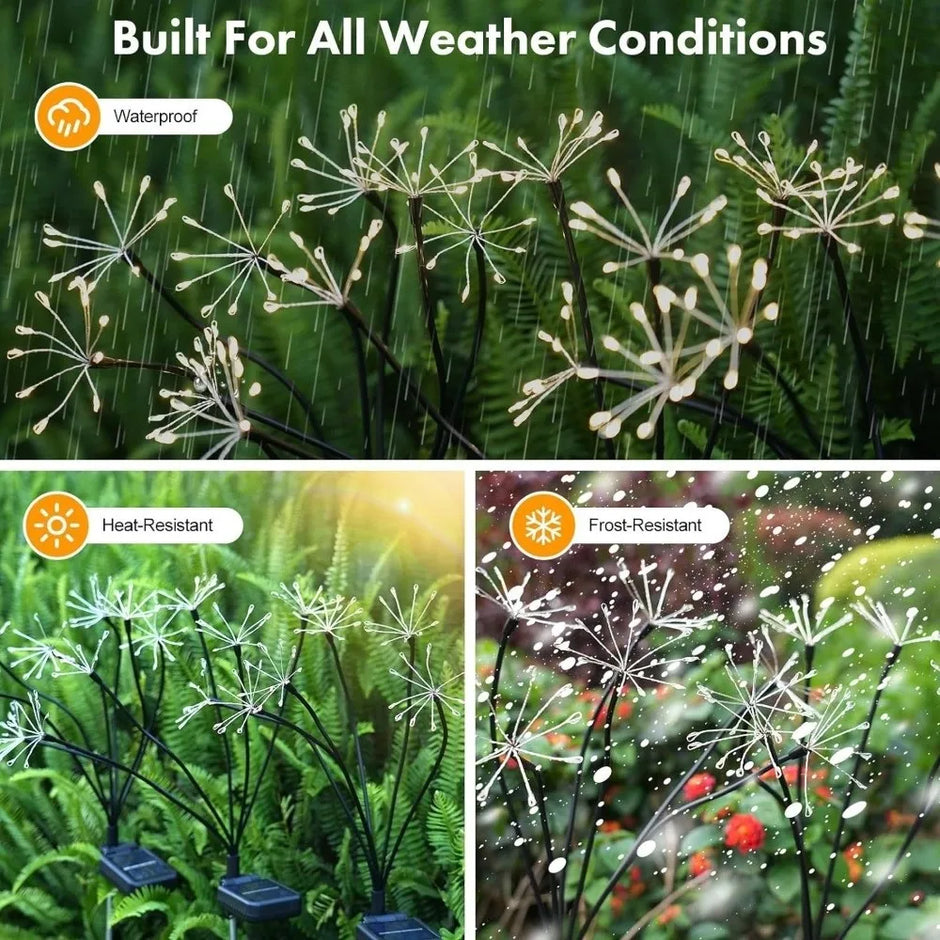 6/810 Heads Solar Light Waterproof Sparkling Stars LED Floral Firework 2 Modes Switching Ground Mounted Landscape Lighting