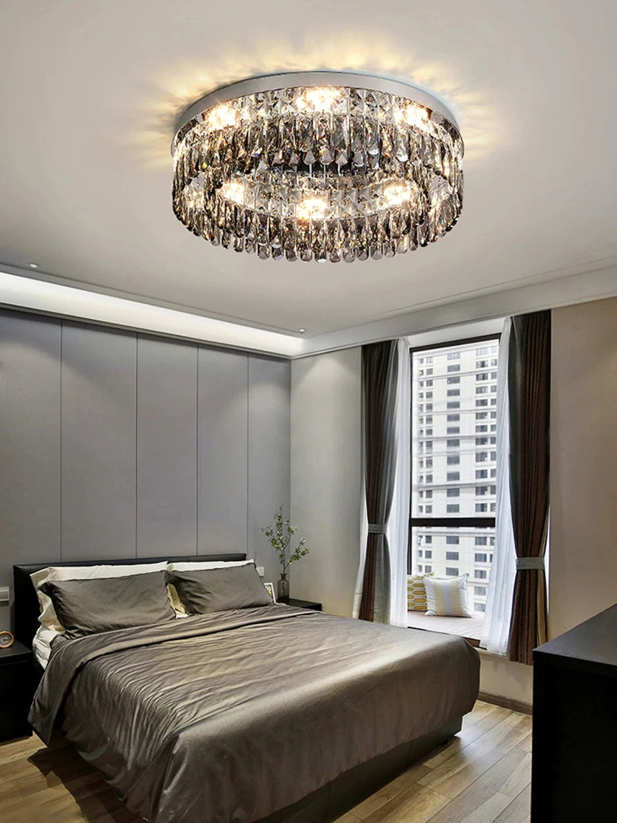 Light Luxury Crystal Ceiling Light Round LED Lamp 2025 New Post-modern Design Upscale Lighting Fixture for Living Room Bedroom