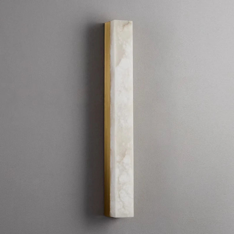 Nordic Hotel Bedroom Corridor Alabaster White Lampshade Strip Natural Marble Stone Wall Sconces Lights Indoor Copper Wall Lamps