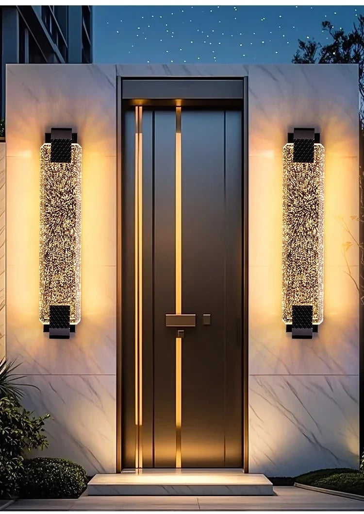 Modern Light Outdoor LED Wall Light Transparent Crystal with Bubble Style for Villa Porch Patio and Garden Lighting Lamps