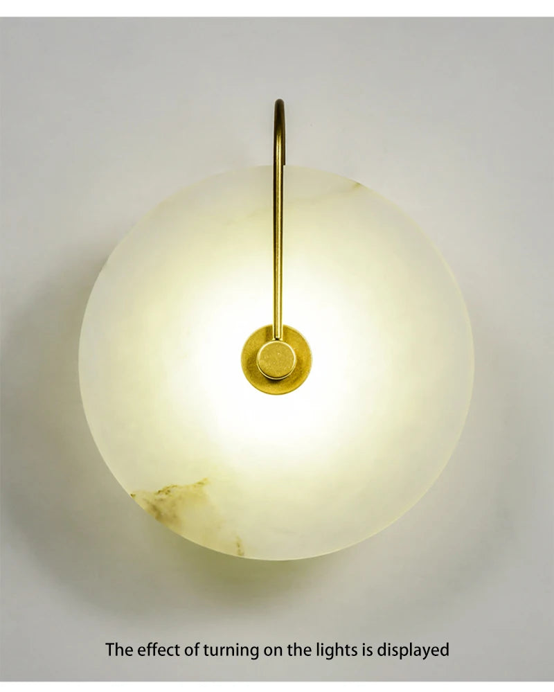 Modern LED Marble Wall Sconce Light Fixture Alabaster Lamp Living Room Bedroom Bedside Home Art Decoration Stone Decor Indoor