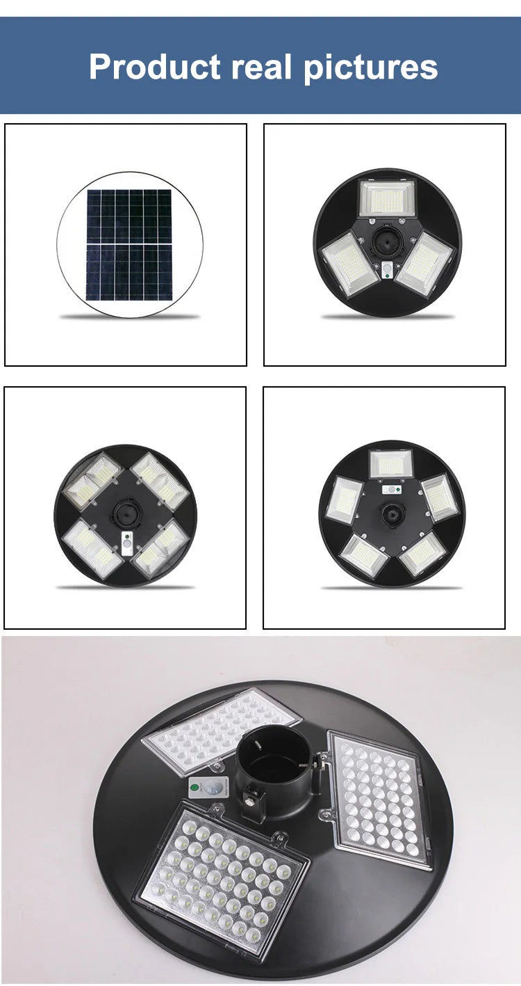 Solar Street Light 300W 400W 500W Waterproof Yard Lamp PIR Motion Sensor Garden Outdoor UFO Lighting with Remote