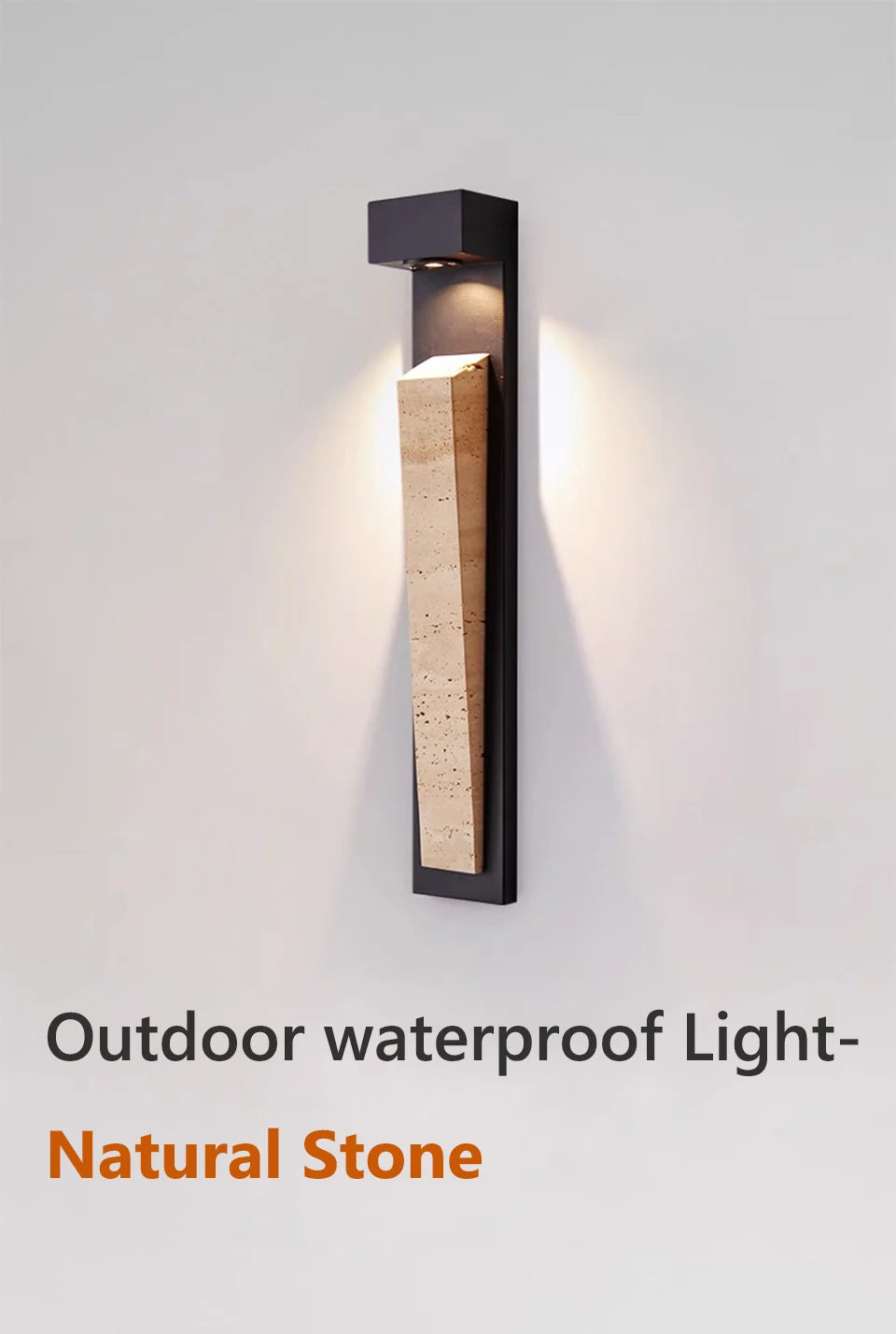 Waterproof Outdoor Wall Light Natural Stone Exterior IP65 Weather-Resistant Lighting for Garden Porch Balcony Villa & Patio Deco