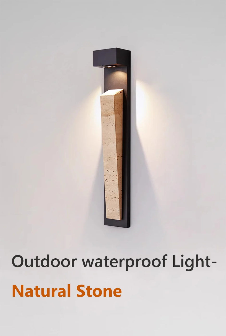 Waterproof Outdoor Wall Light Natural Stone Exterior IP65 Weather-Resistant Lighting for Garden Porch Balcony Villa & Patio Deco