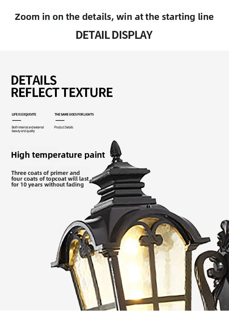 Outdoor Waterproof Wall Lamp For Garden Villa Gate Outdoor European-Style Courtyard Balcony Exterior Wall Lamp Retro Wall Lamp