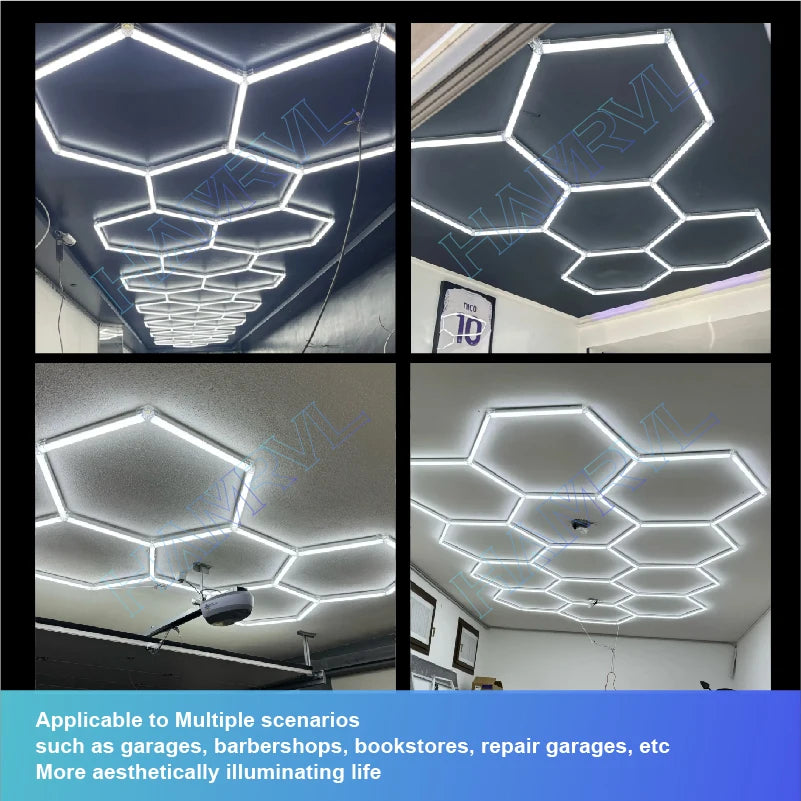 DIY Hair Salon Barbecue Shop Gym Bar Car Showroom 6000-6500k Garage Workshop Ceiling Light Honeycomb Tube Hexagonal LED Lighting