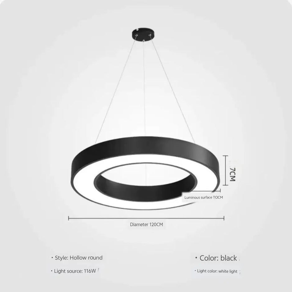 Modern minimalist geometric pendant lights, for dining room, gymnasium, LED hollow pendant lights, supermarket circular lights