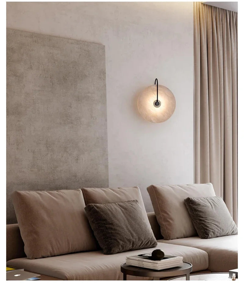 Modern LED Marble Wall Sconce Light Fixture Alabaster Lamp Living Room Bedroom Bedside Home Art Decoration Stone Decor Indoor