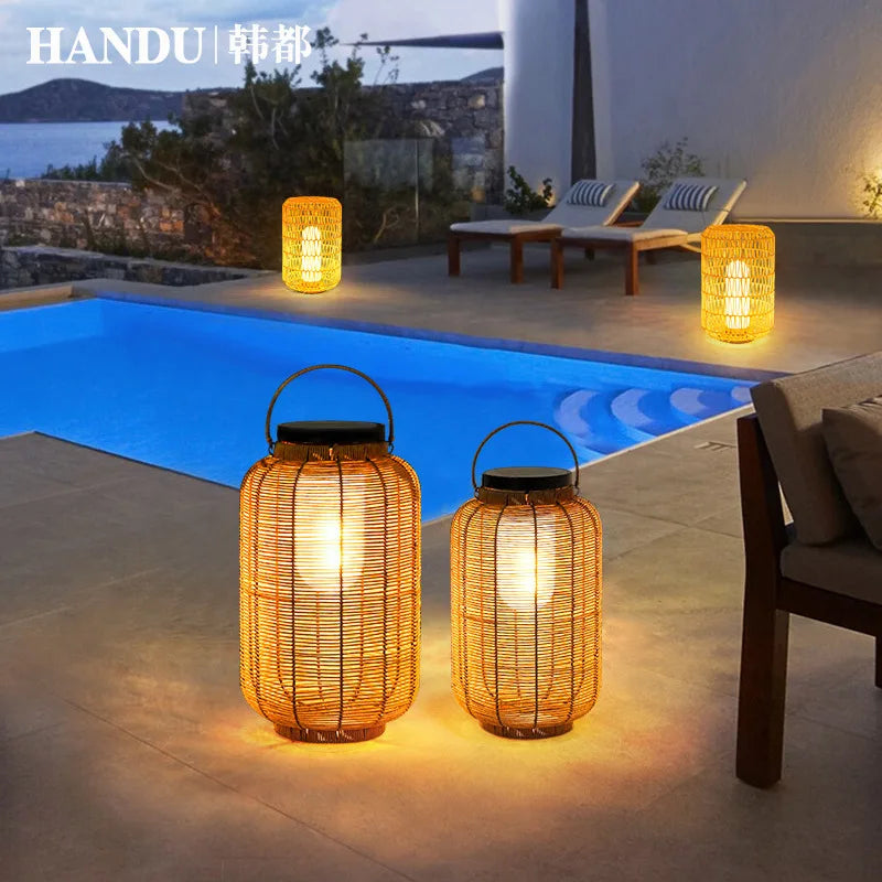 Solar GardenGarden Lawn Outdoor Portable Light Hanging Light Japanese Floor Light Balcony
