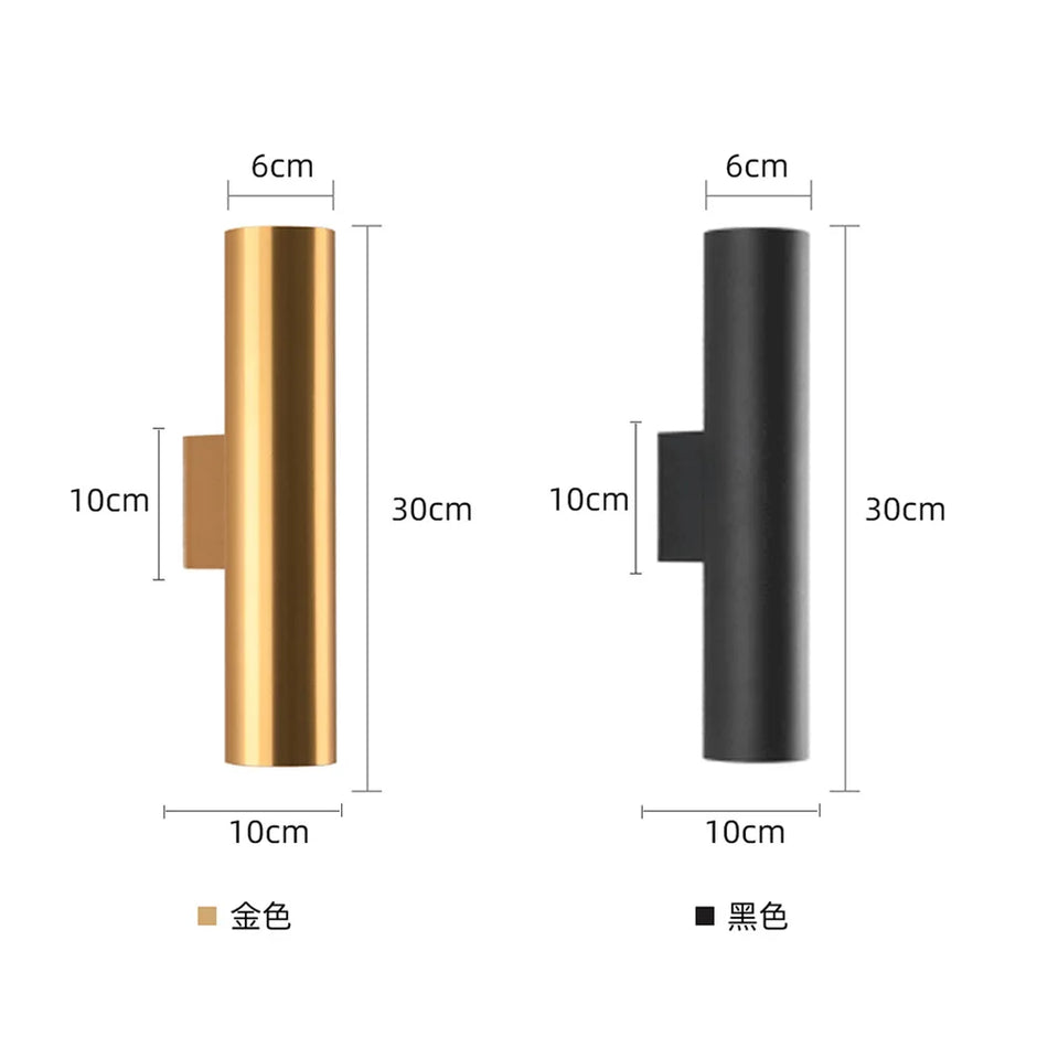 Minimalist Double Headed Cylindrical Wall Lamp Modern Indoor Lamps Background Wall Hallway Bedroom Light Up and Down Luminous