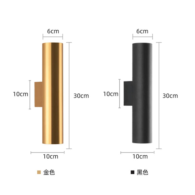 Minimalist Double Headed Cylindrical Wall Lamp Modern Indoor Lamps Background Wall Hallway Bedroom Light Up and Down Luminous