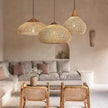 Japanese Wabi-Sabi Rattan Pendant Light - Hand-Woven E27 Boho Lamp for Restaurant Coffee Shop Dining Room Kitchen Island